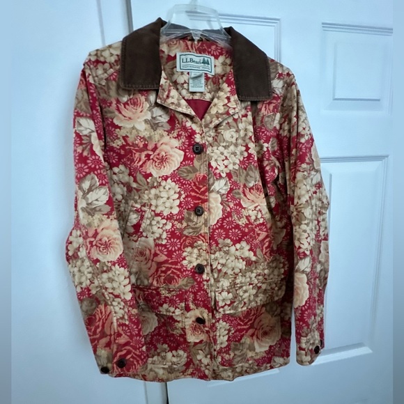 L.L. Bean Floral Barn Jacket - Red and Brown - Picture 1 of 9